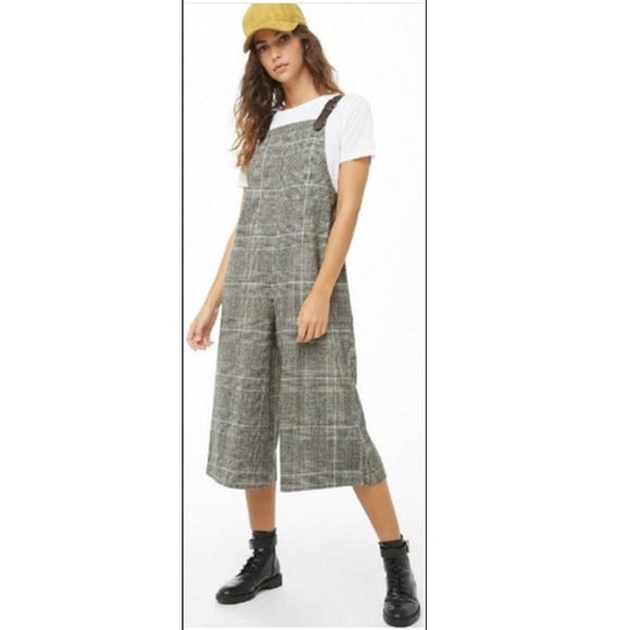 Plaid Tweed Midi Jumpsuit Romper - Picture 1 of 10